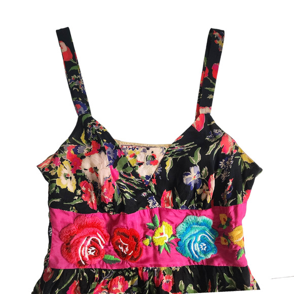 Johnny Was Dress Floral Print Embroidered Flowers Fit & Flare Size S Baby doll - Picture 2 of 6